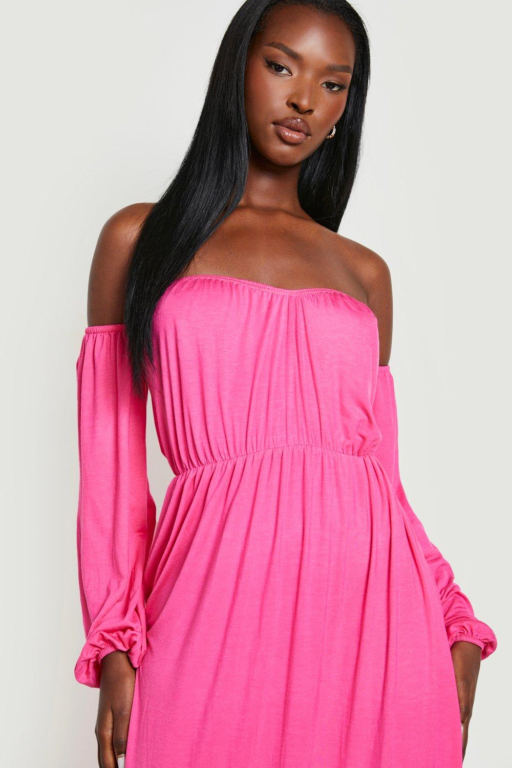 Hot pink bardot store dress